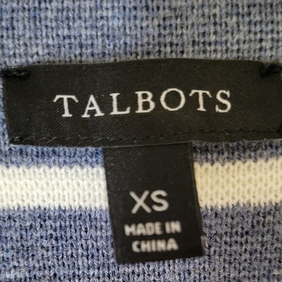 Talbots Striped Sweater Knit Blazer Cardigan Size XS Blue White - Picture 6 of 7